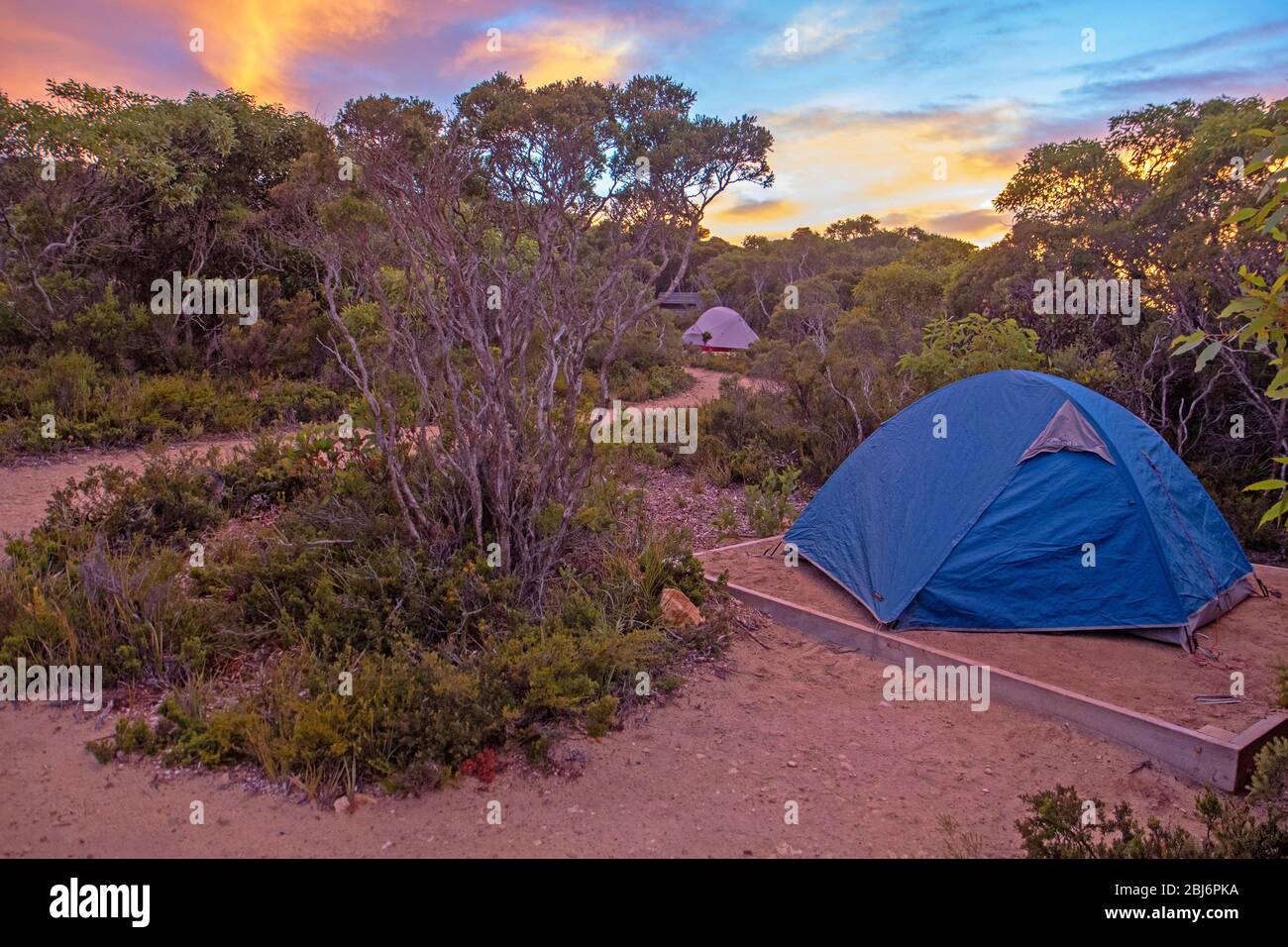 Sunrise at Hakea campsite on the Kangaroo Island Wilderness Trail Stock Photo