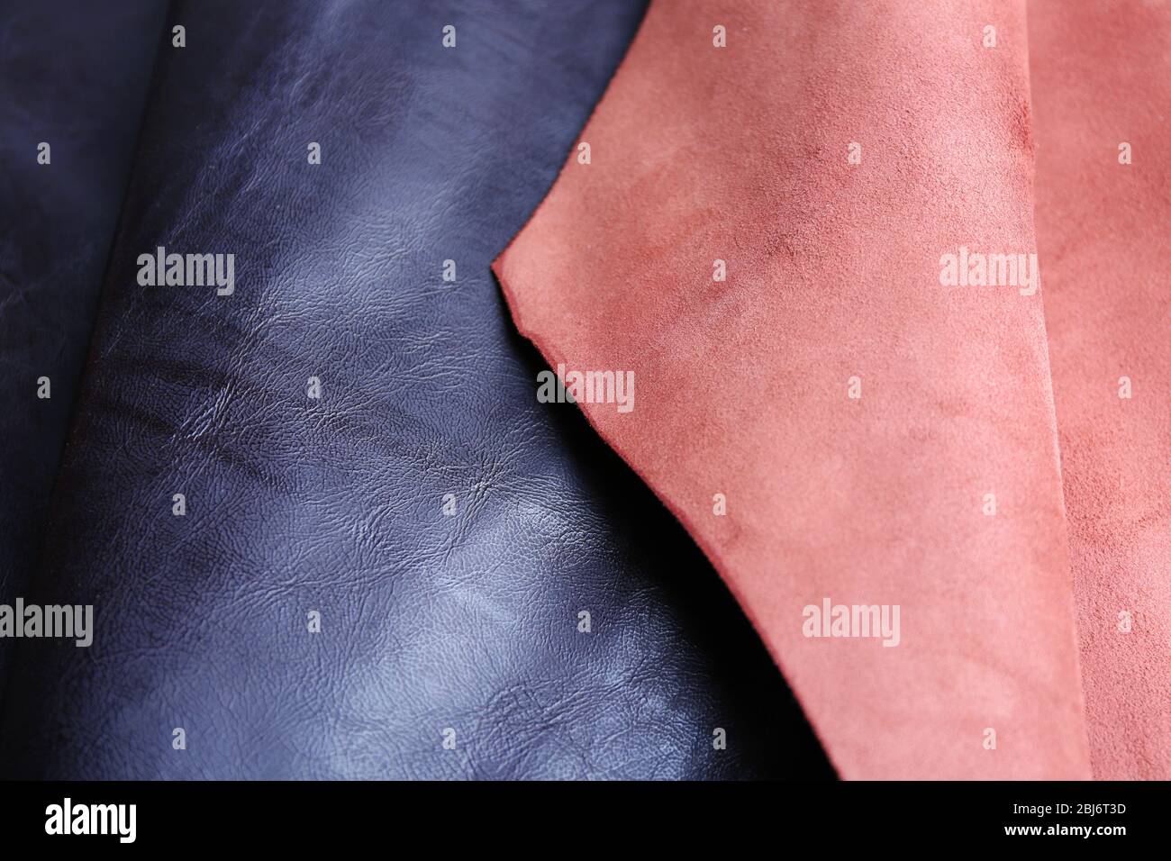 Black-brown leather front and wrong side texture background Stock Photo