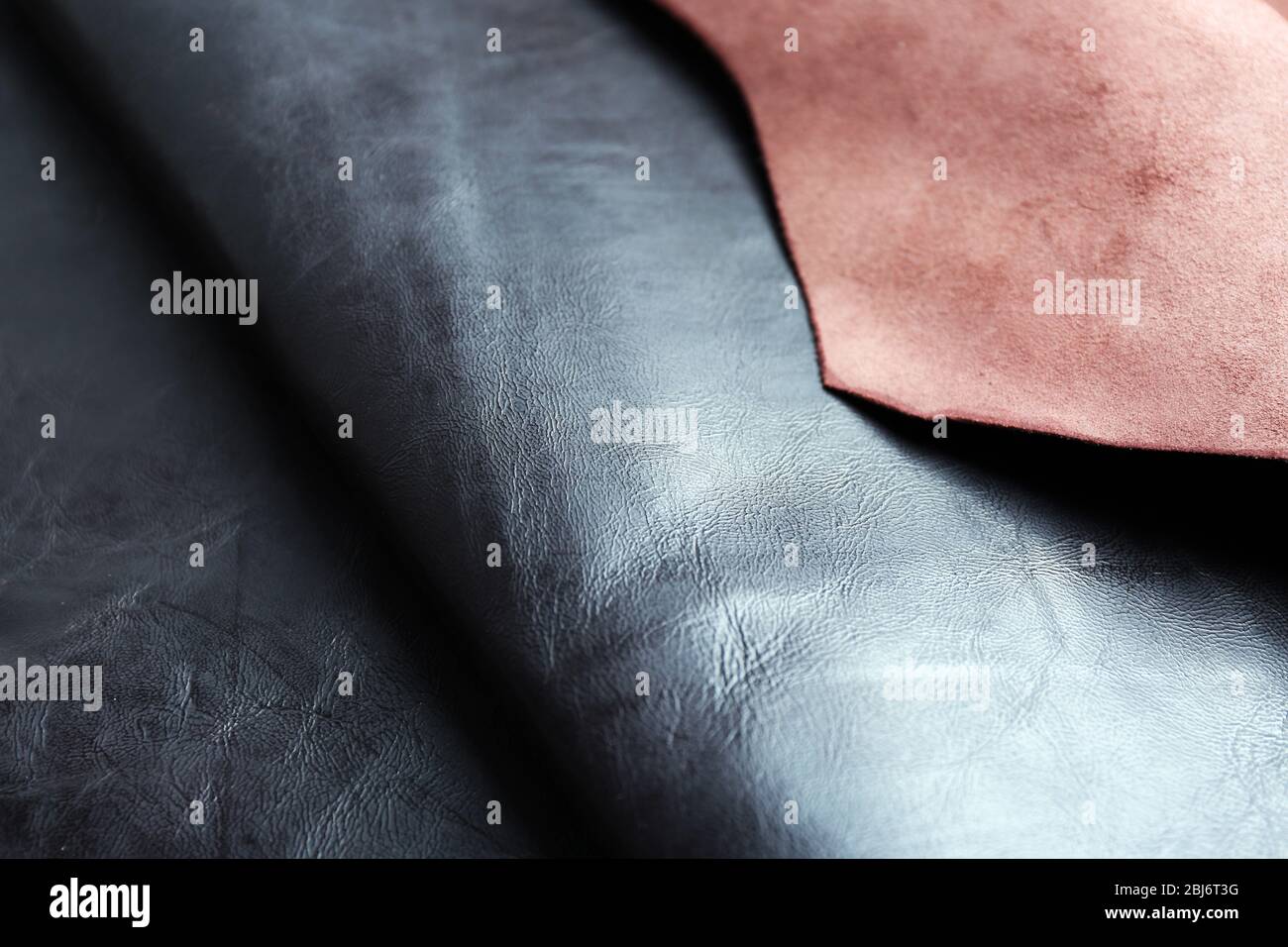 Black-brown leather front and wrong side texture background Stock Photo