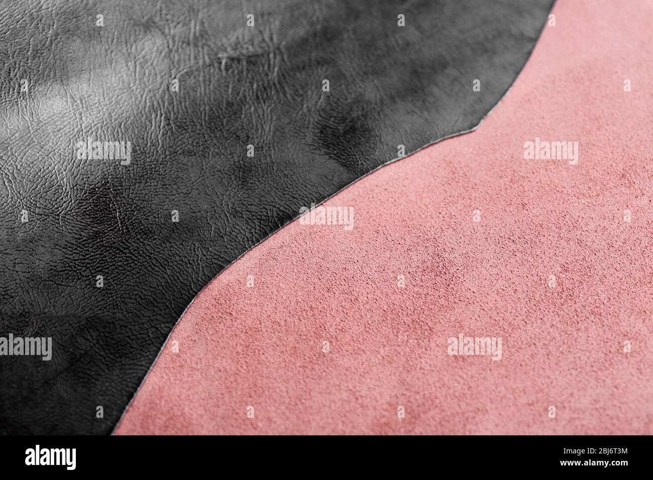 Black-brown leather front and wrong side texture background Stock Photo