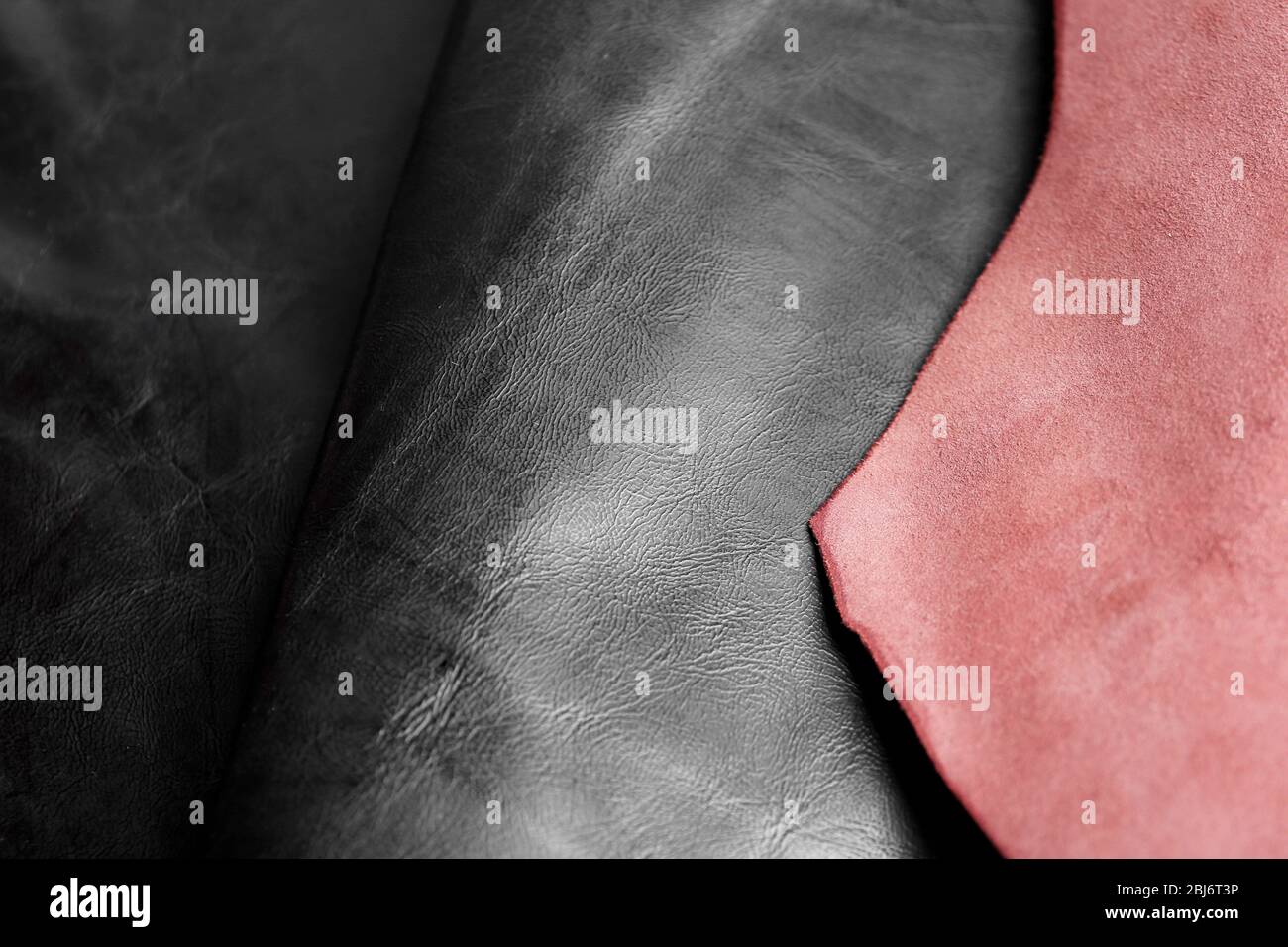 Black-brown leather front and wrong side texture background Stock Photo