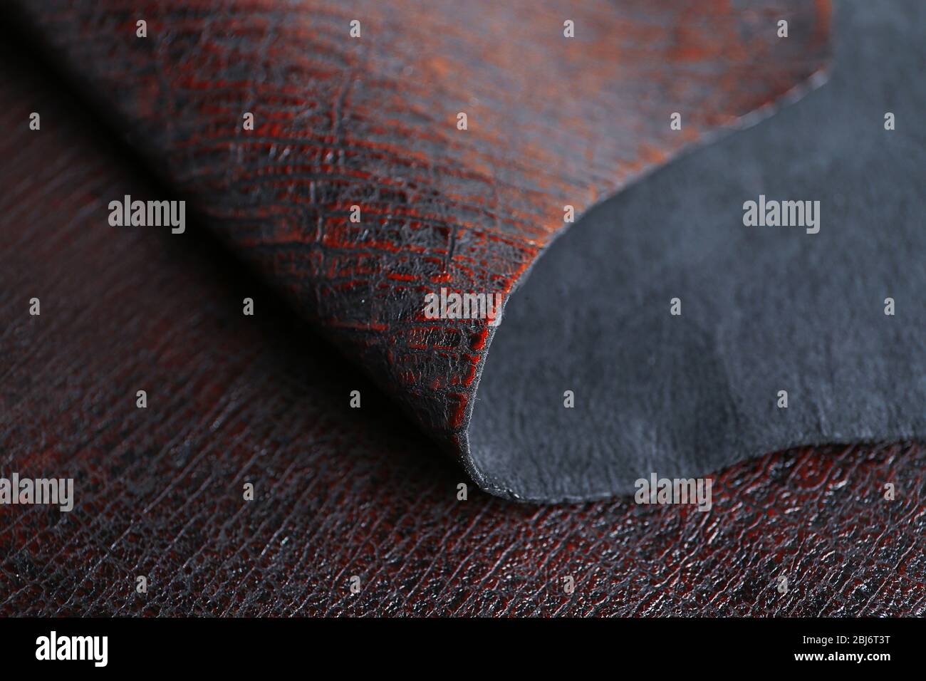 Black-brown leather front and wrong side texture background Stock Photo