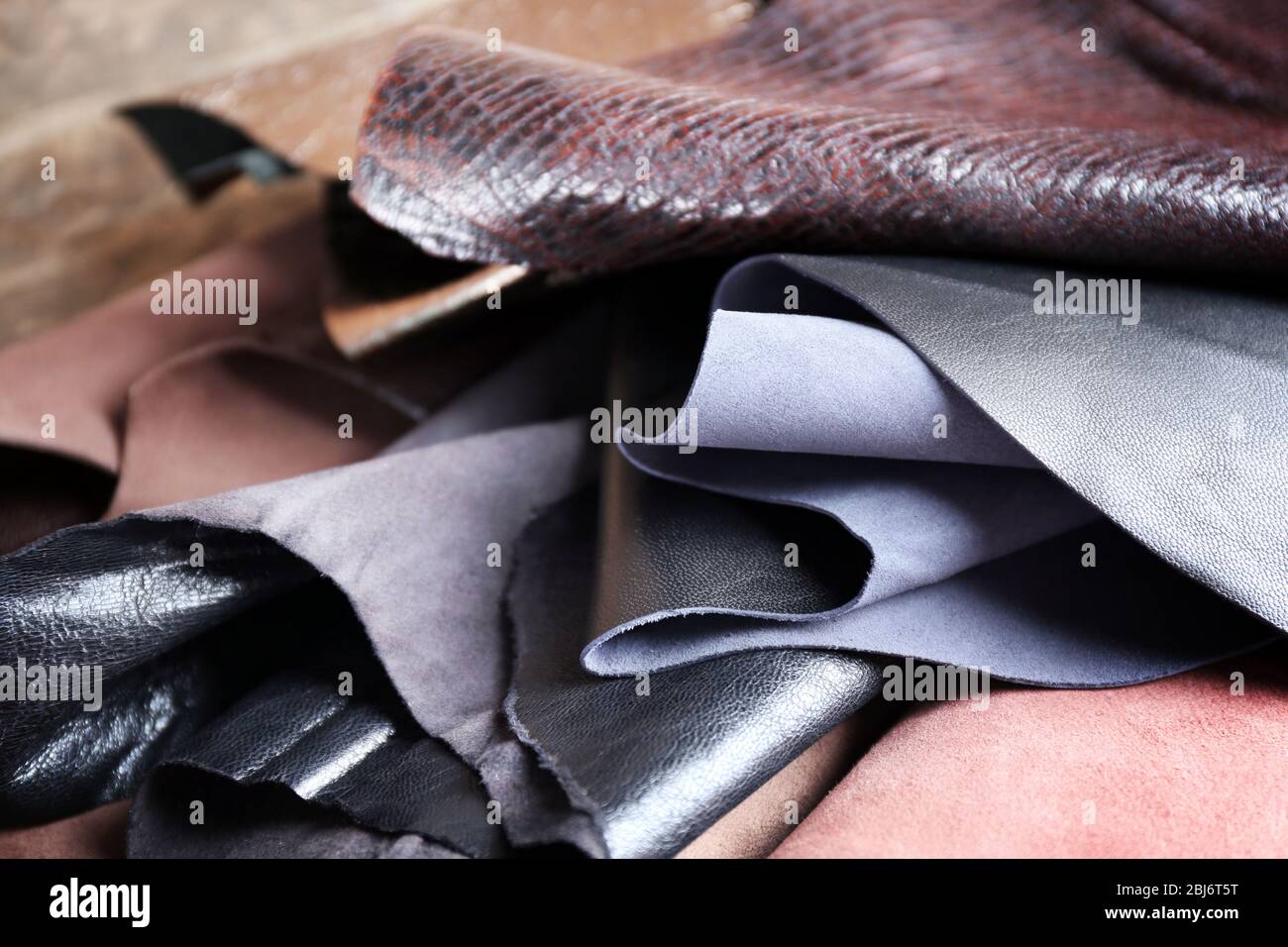 Ragged leather material wrong side background Stock Photo