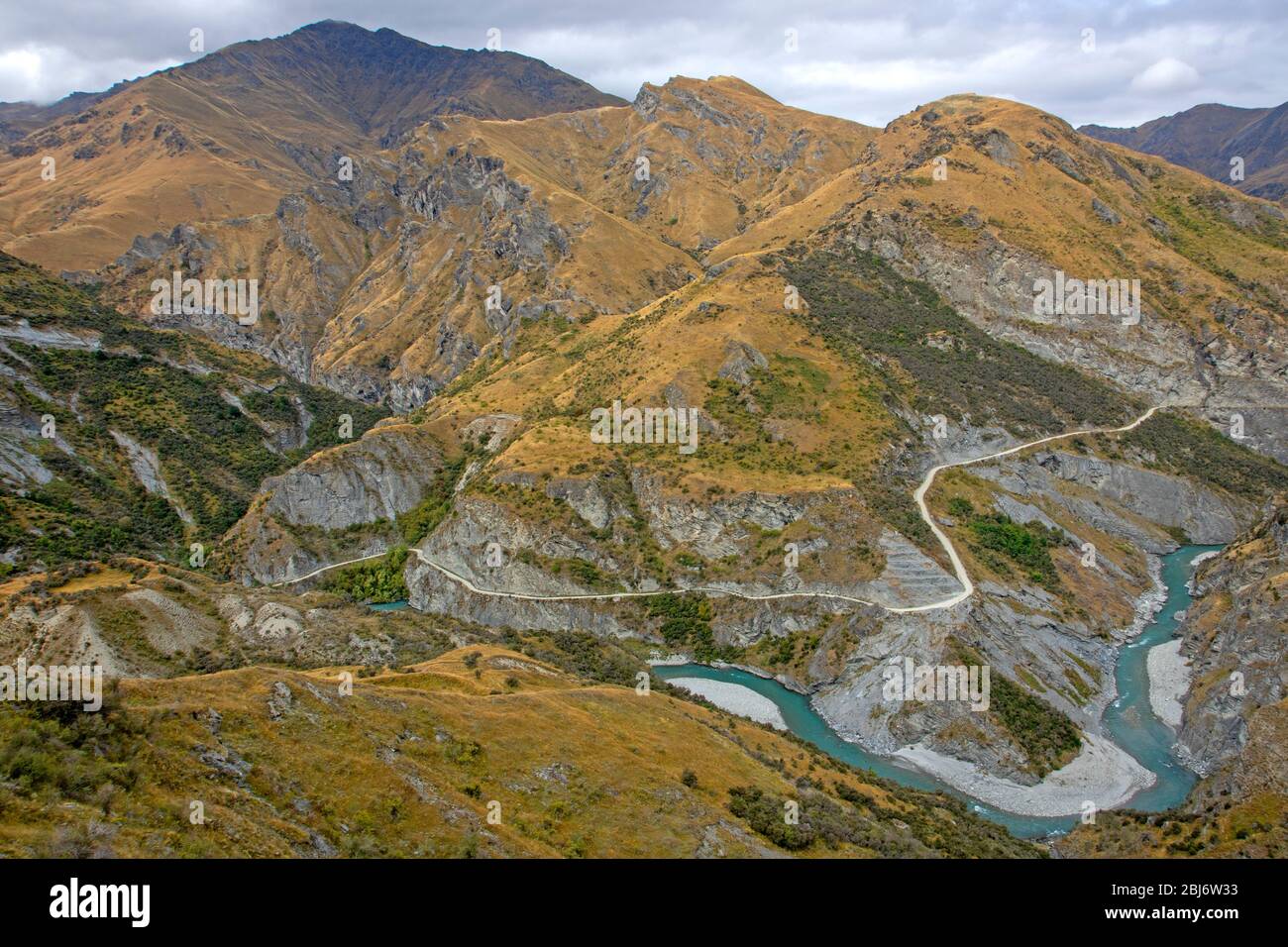 Shotover River flowing through Skippers Canyon Stock Photo