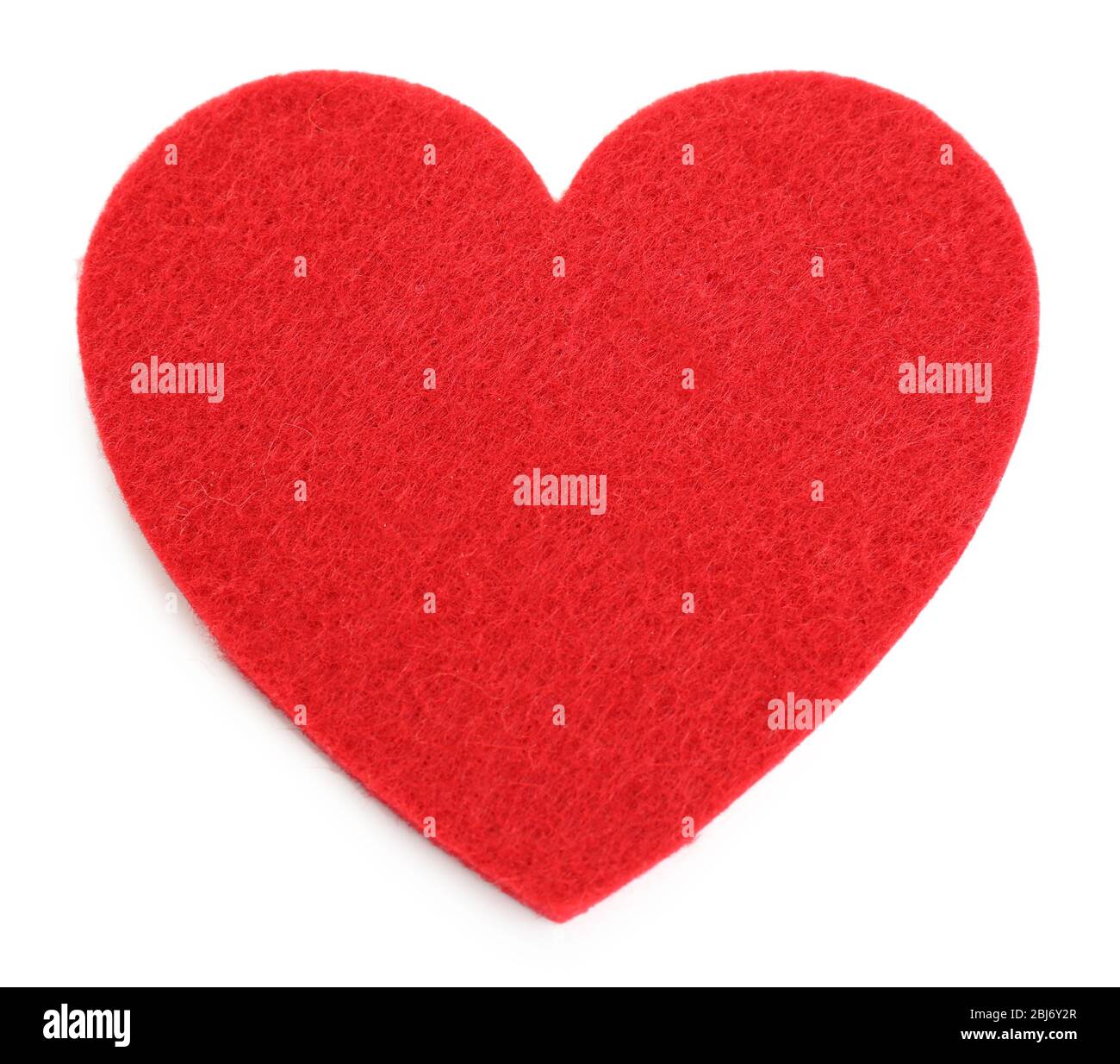 Red felt heart isolated on white background Stock Photo - Alamy