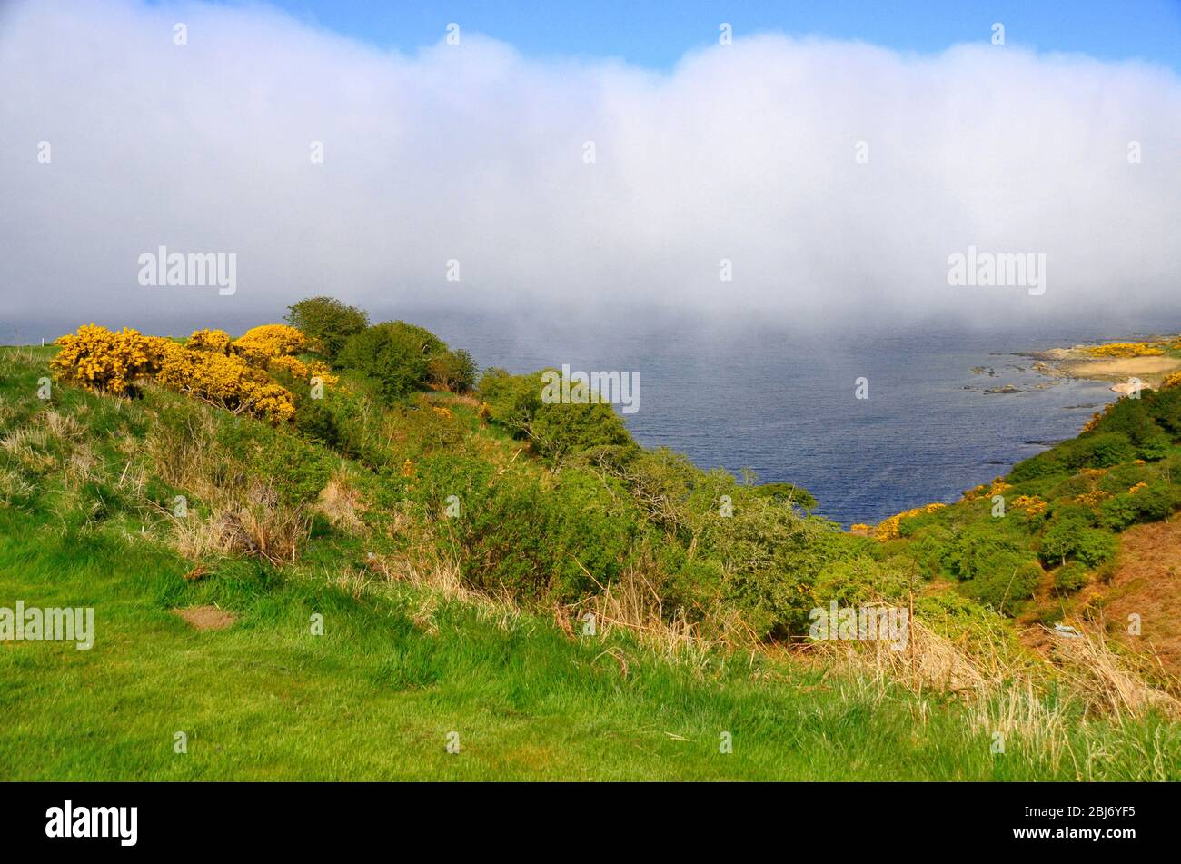 Sea fog approaching the fife coast near St andrews, Scotland Stock Photo