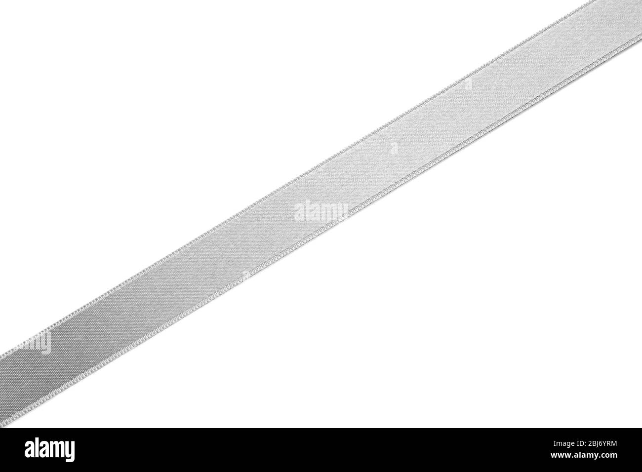 Silver silk ribbon isolated on white background Stock Photo - Alamy