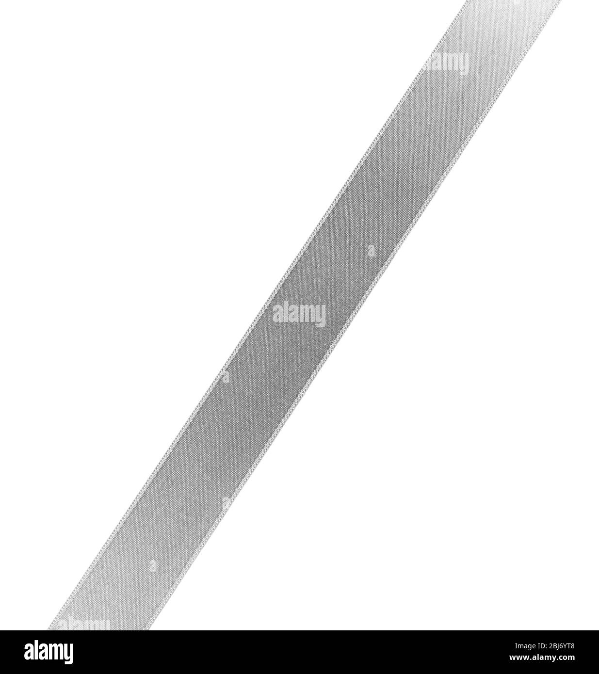 Silver silk ribbon isolated on white background Stock Photo - Alamy