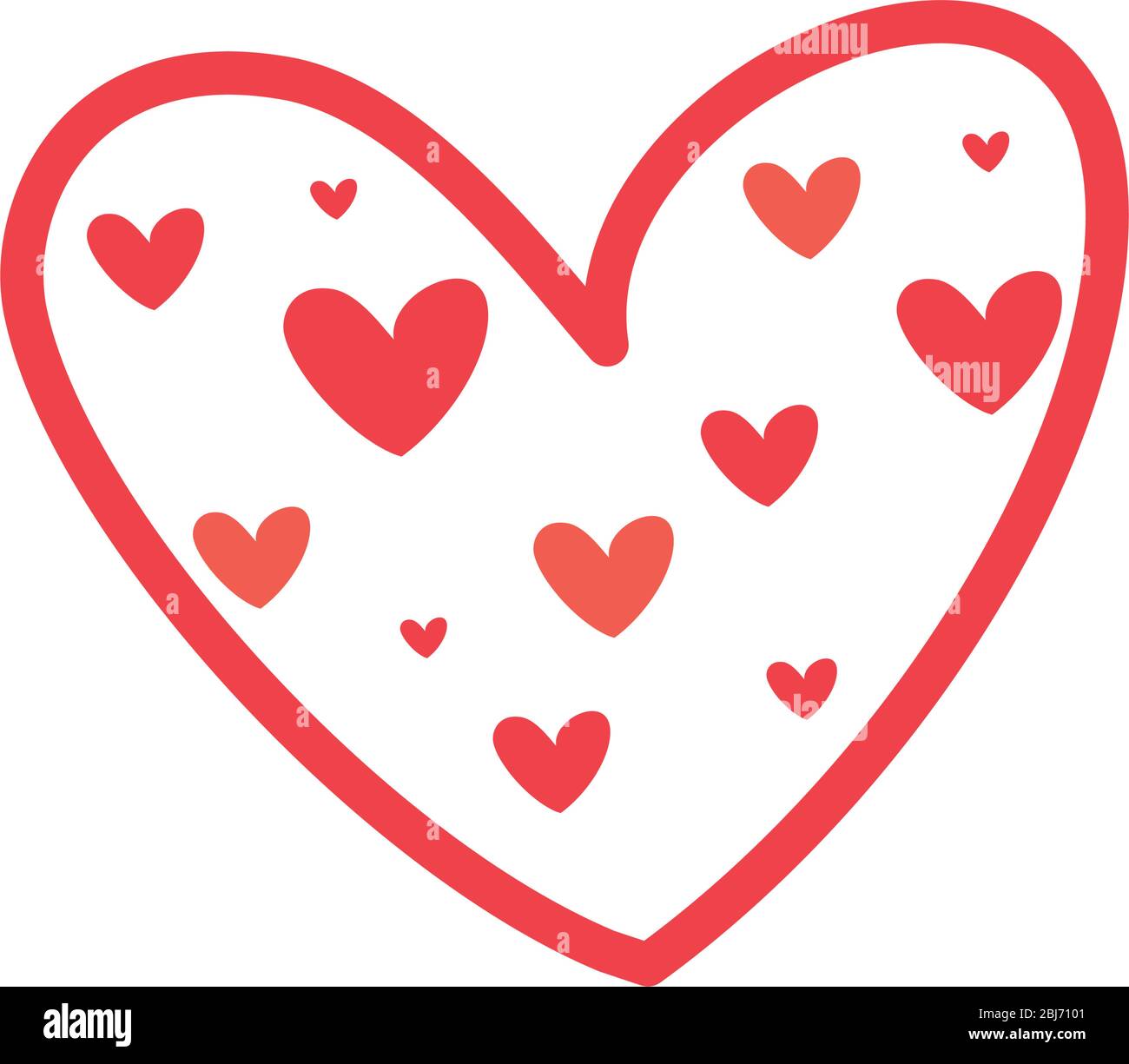 Littles hearts inside heart flat style icon design of love passion and ...