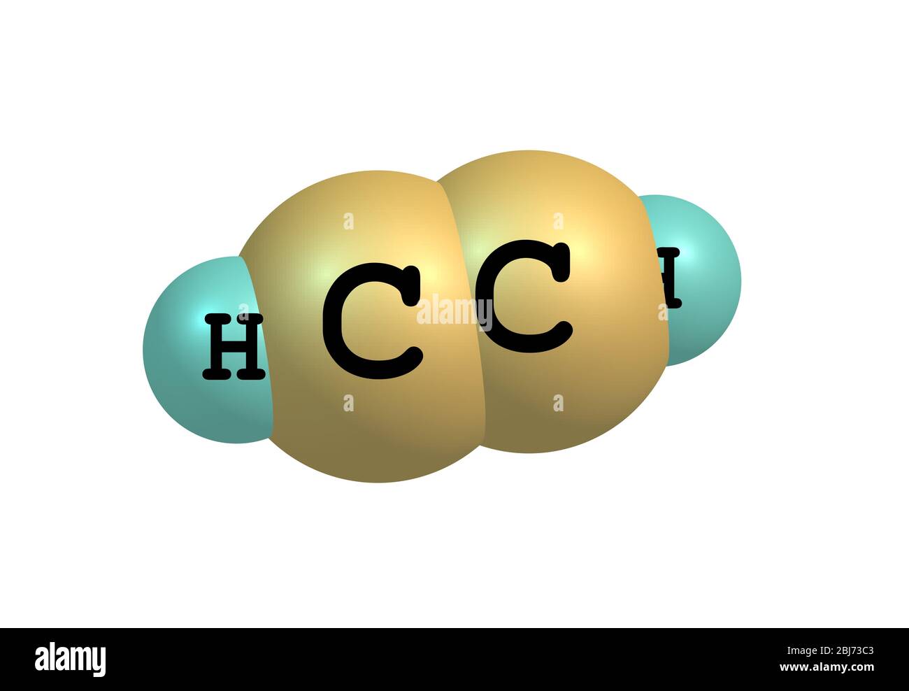 Acetylene (ethyne) is the chemical compound with the formula C2H2. It is a hydrocarbon and the simplest alkyne. This colorless gas is widely used as a Stock Photo