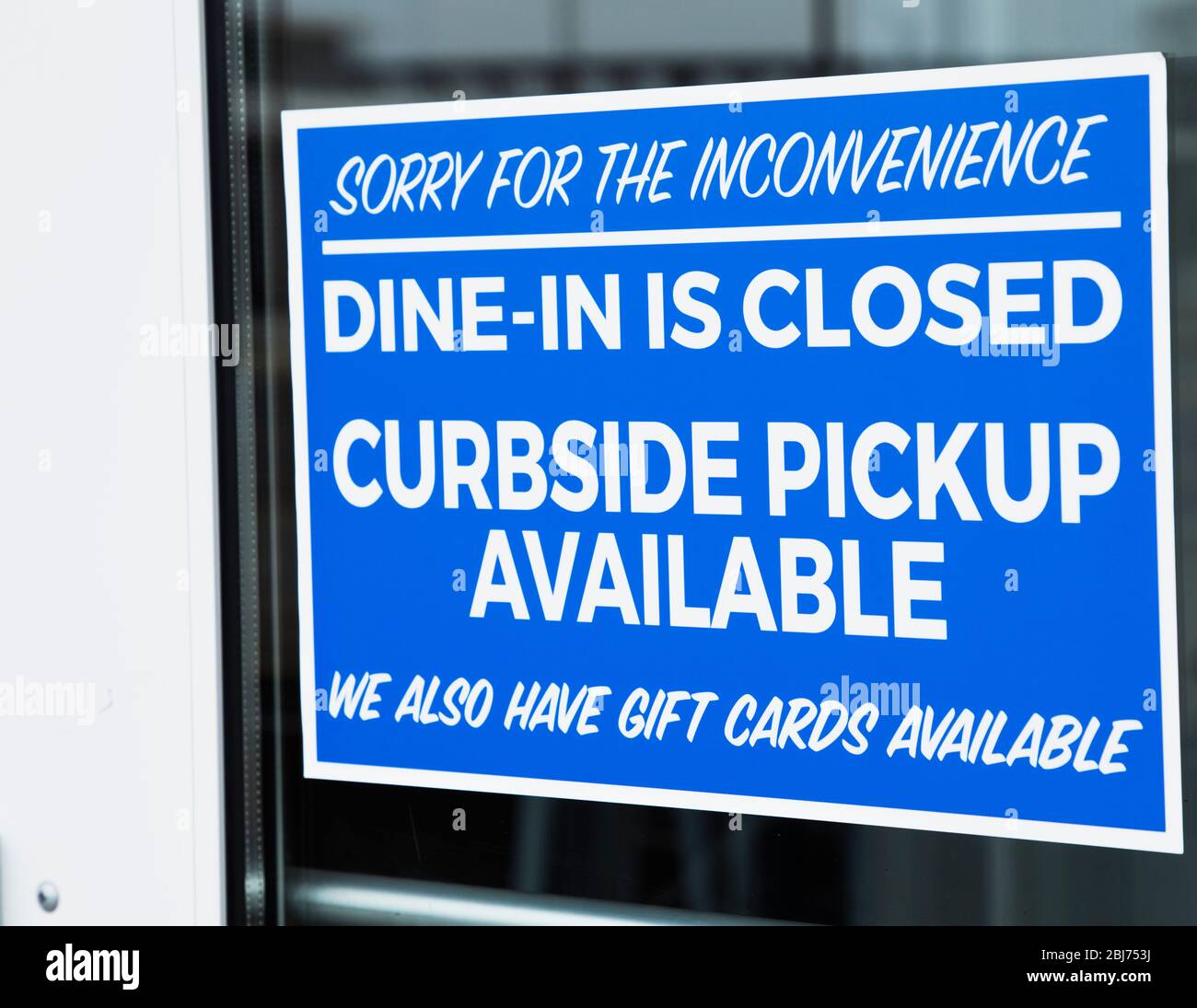 Restaurant sign for curbside service Stock Photo