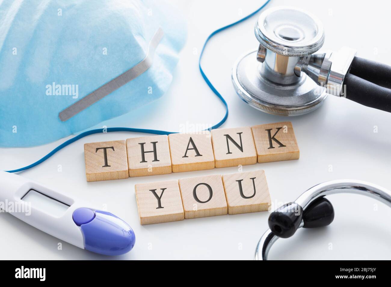 Letters spelling thank you in medical scene Stock Photo