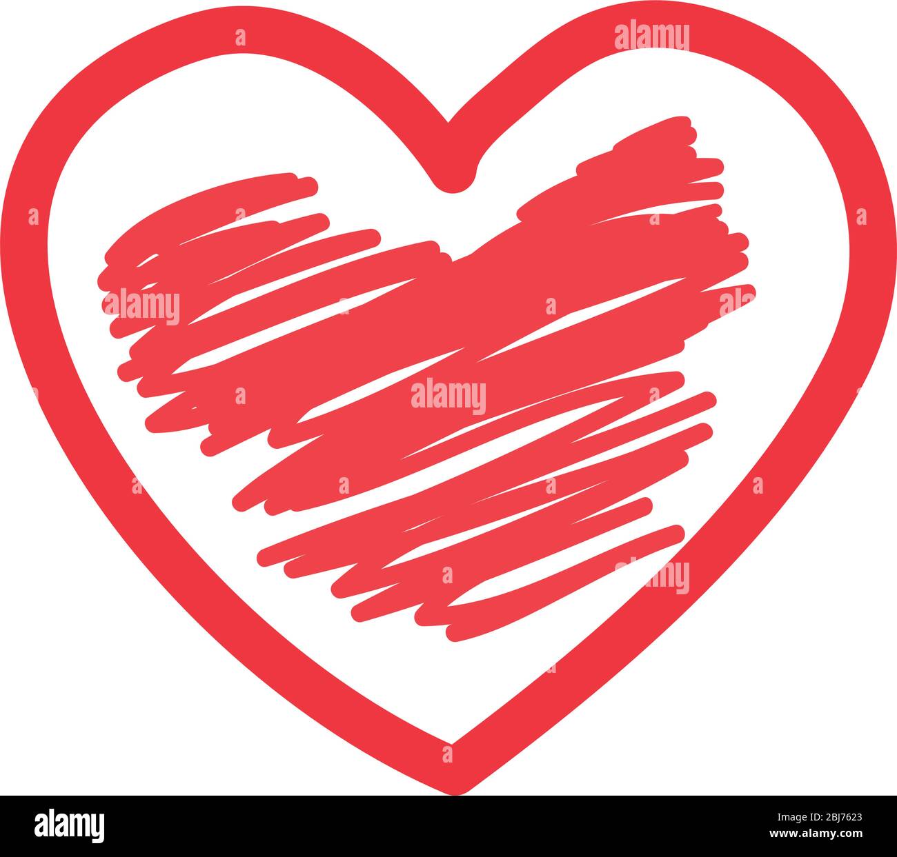 Striped heart flat style icon design of love passion and romantic theme ...