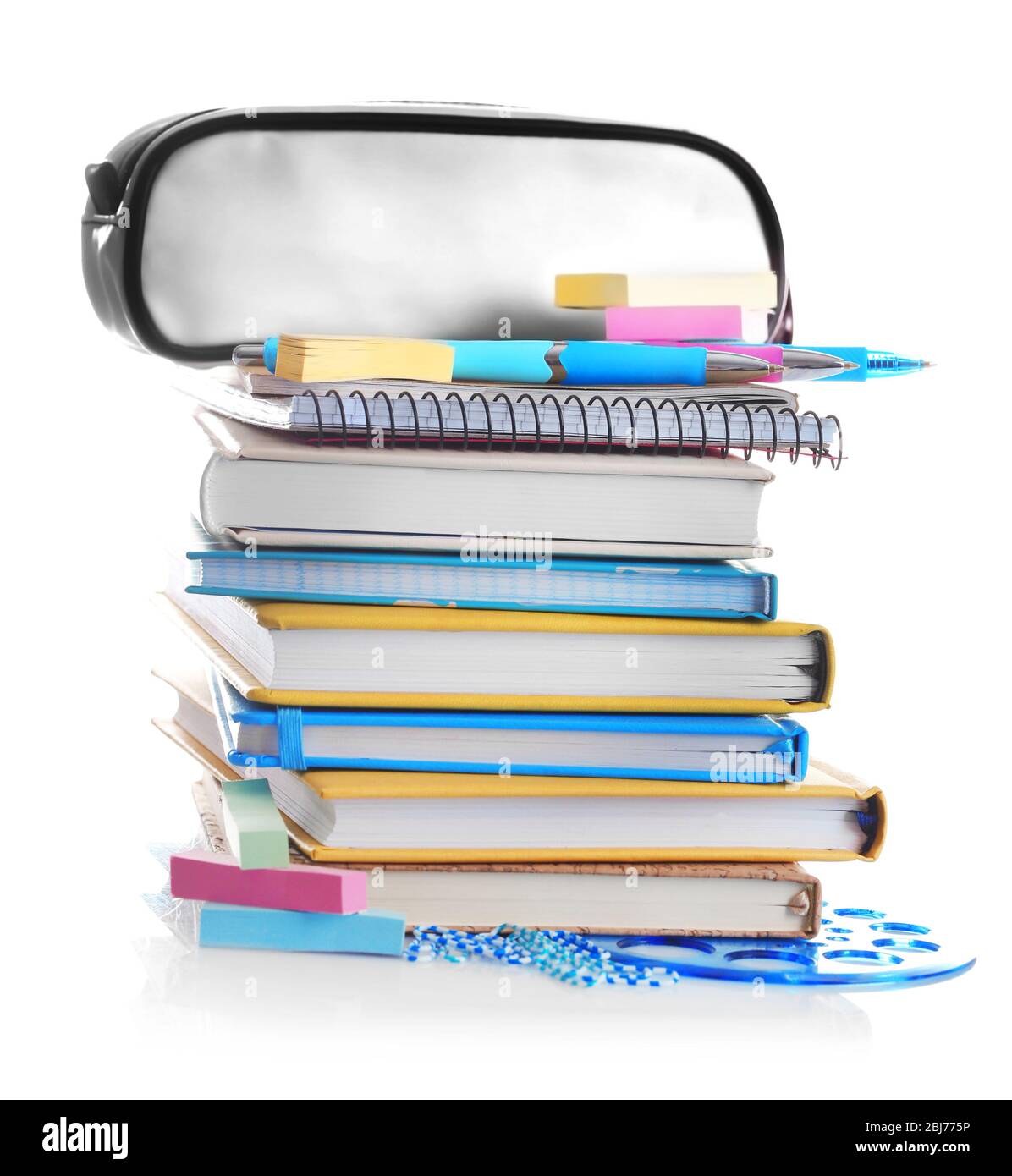 Set of new stationery isolated on white Stock Photo