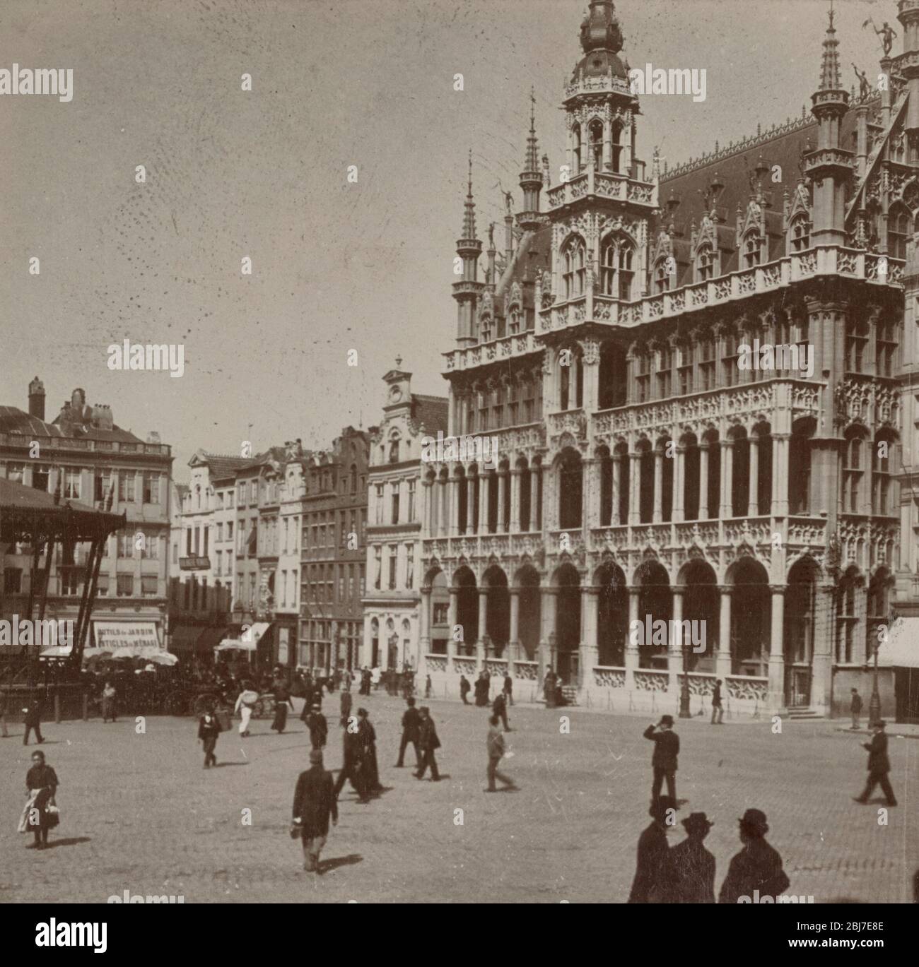 Place Hotel de Ville, Brussels, Belgium, circa 1896 Stock Photo