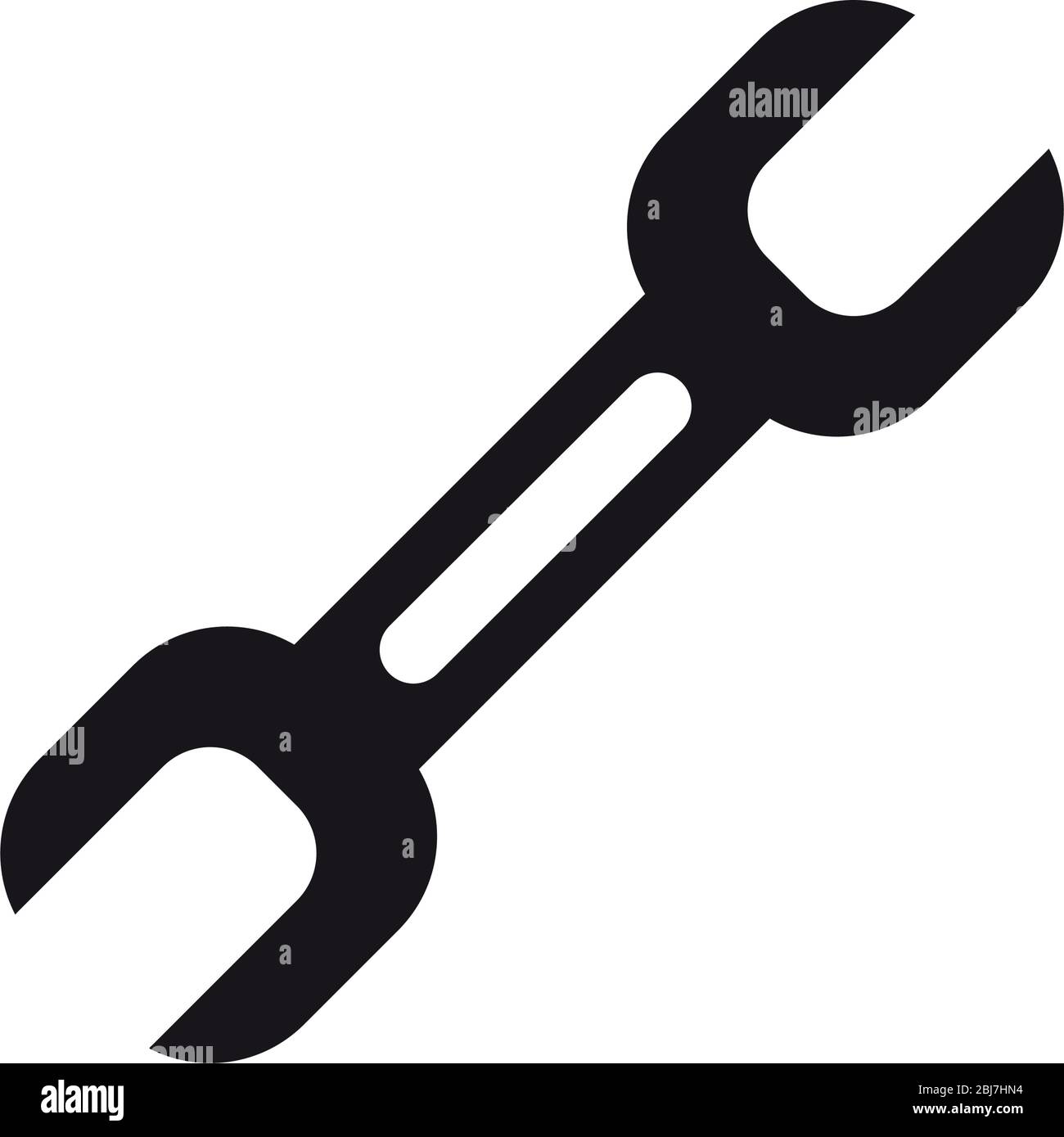 wrench tool icon over white background, silhouette style, vector ...