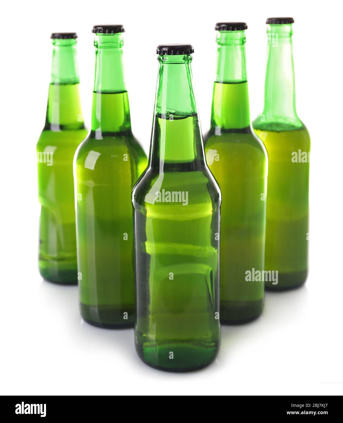 Bottles with fresh beer isolated on white Stock Photo - Alamy