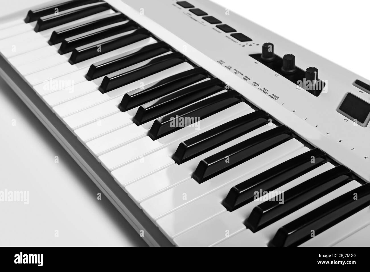 Keyboard of synthesizer closeup Stock Photo Alamy