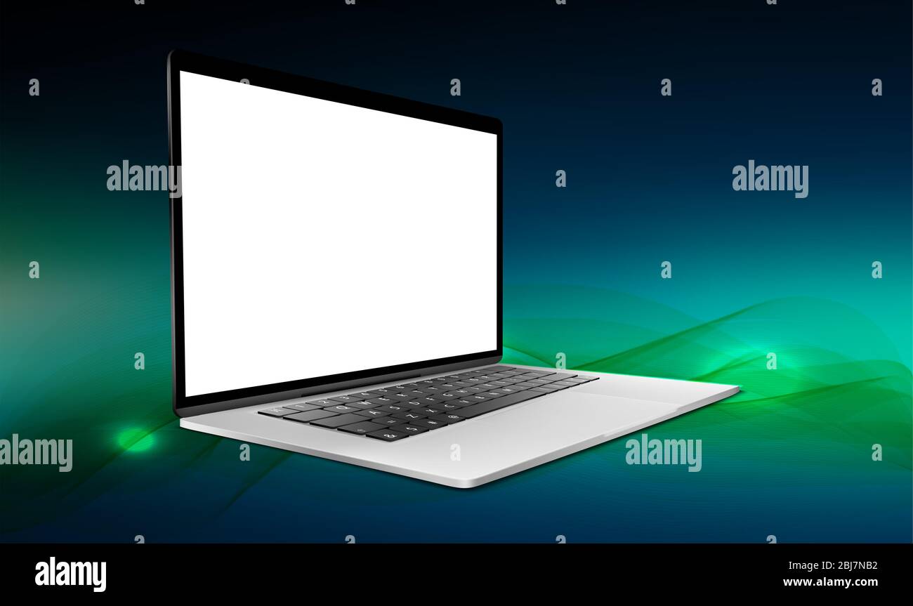 mock up illustration of laptop on abstract background Stock Vector