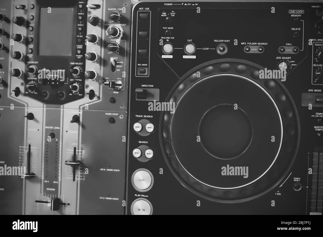 DJ mixer closeup Stock Photo Alamy