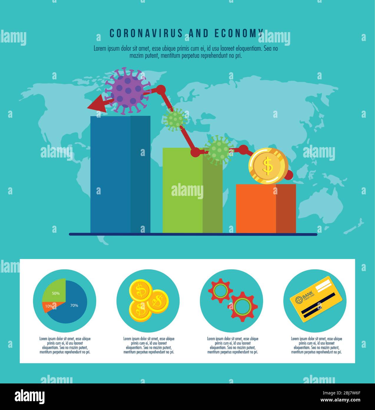 infographic of economy impact by covid 19 and business icons Stock ...