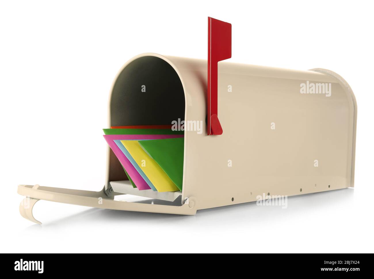 Mailbox with correspondence isolated on white Stock Photo