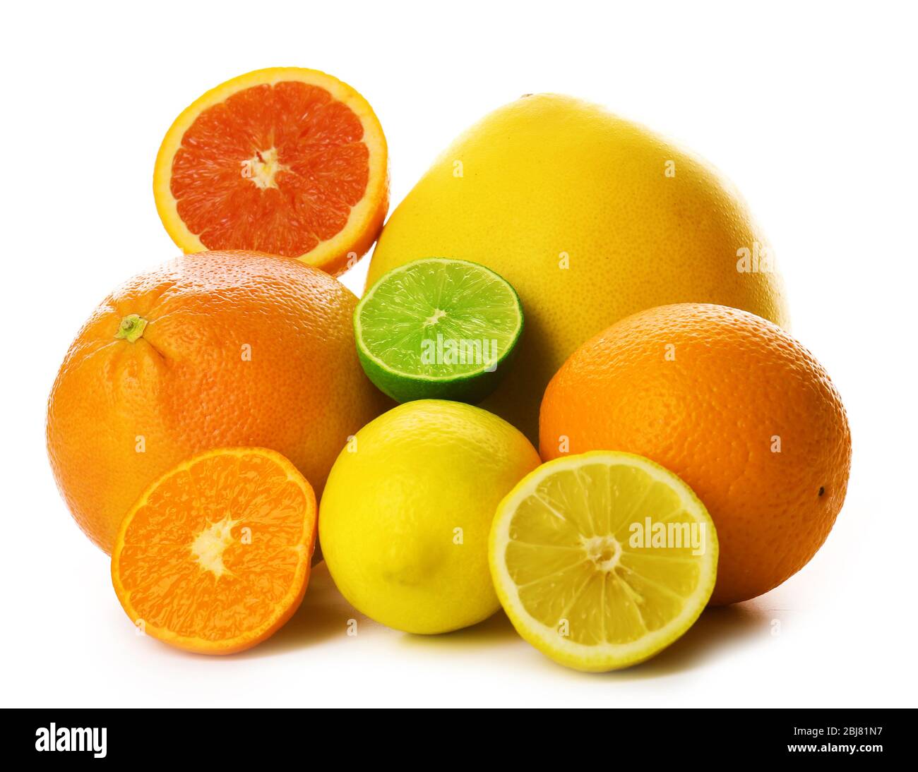 Mixed citrus fruit including lemon, limes, grapefruit, pomelo, orange