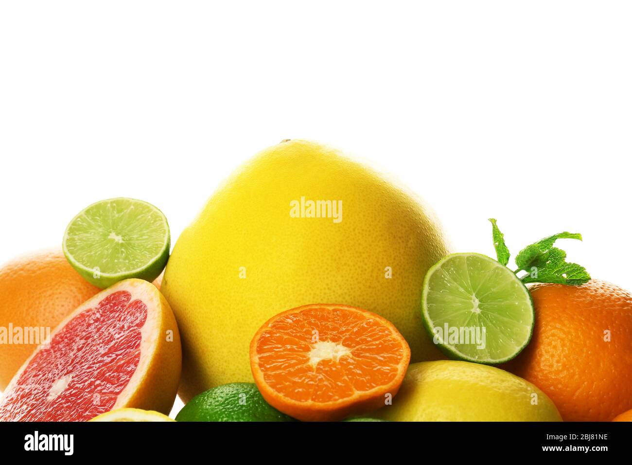 Mixed citrus fruit including lemons, limes, grapefruit, pomelo and