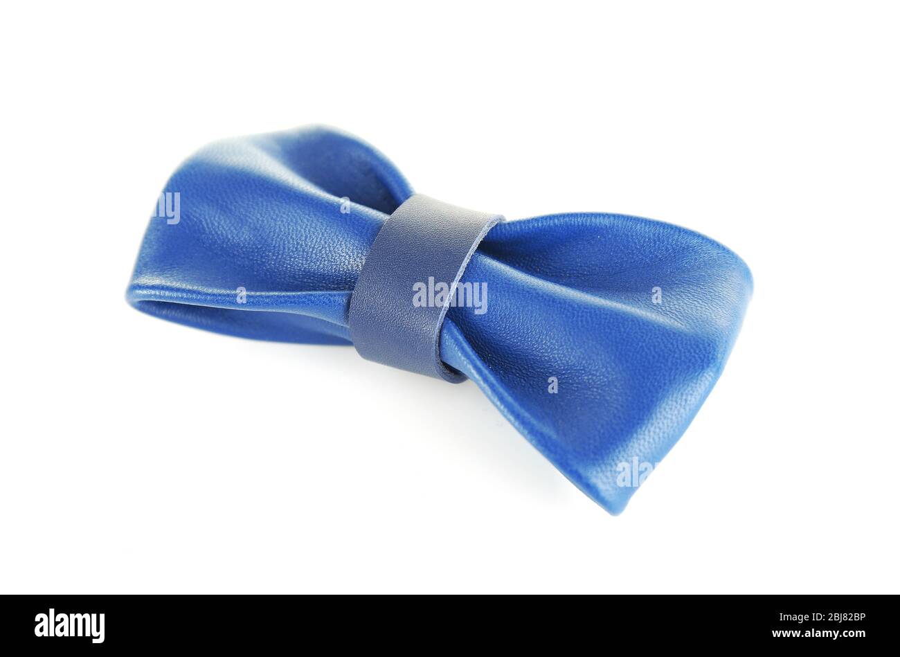 Blue leather bow tie isolated on white background Stock Photo - Alamy