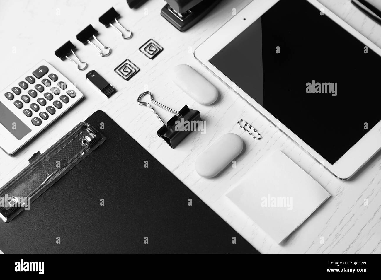 Set of office stationery isolated on a white background Stock Photo - Alamy