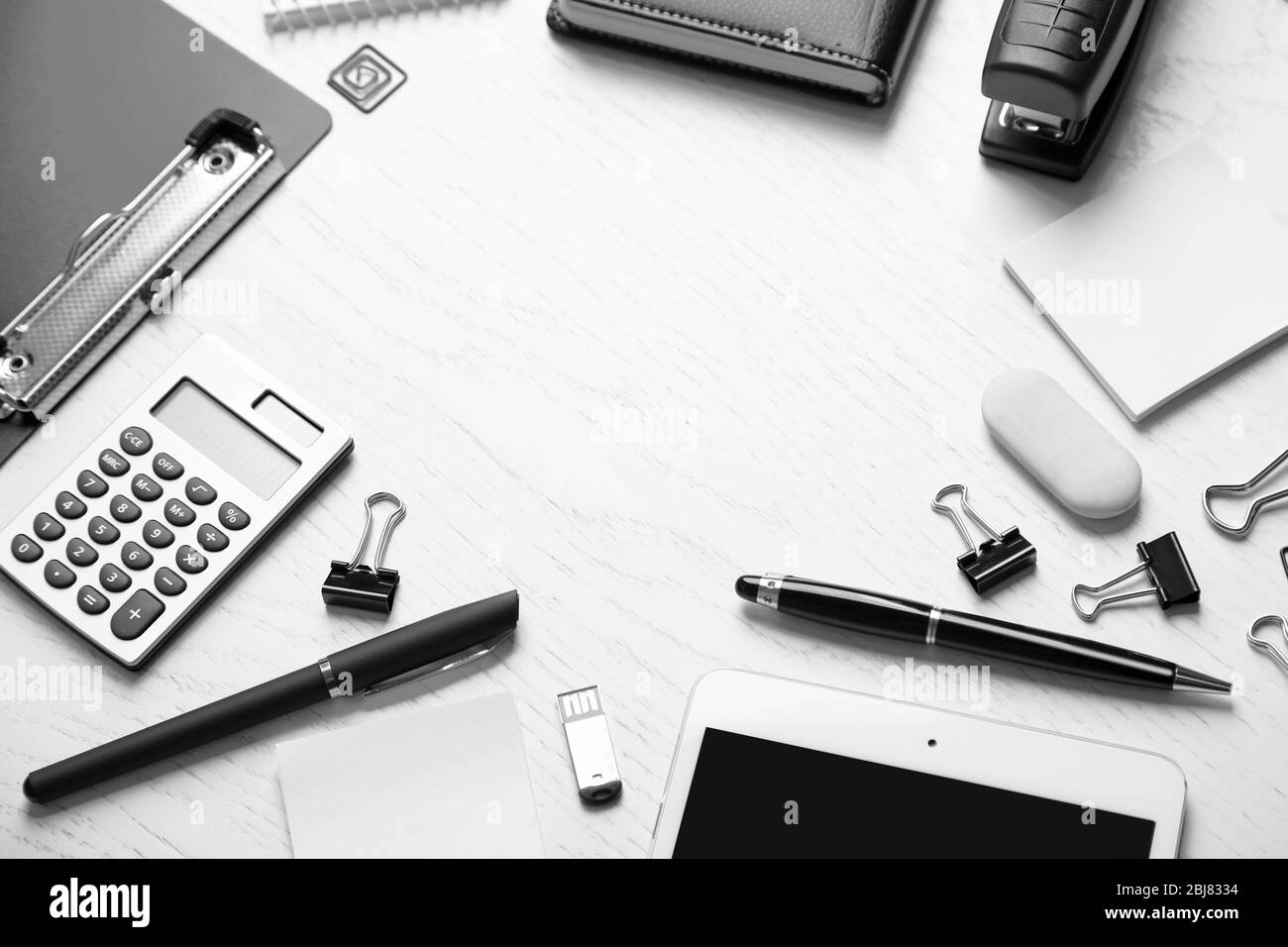 Set of office stationery on a white background with a copy space Stock