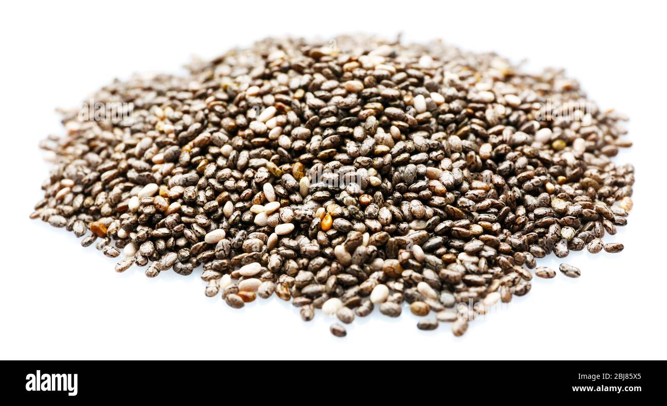 Chia seeds isolated on white Stock Photo Alamy