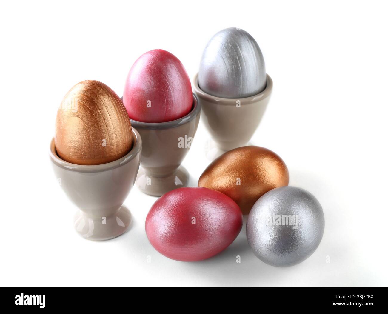 Easter eggs composition isolated on white background Stock Photo