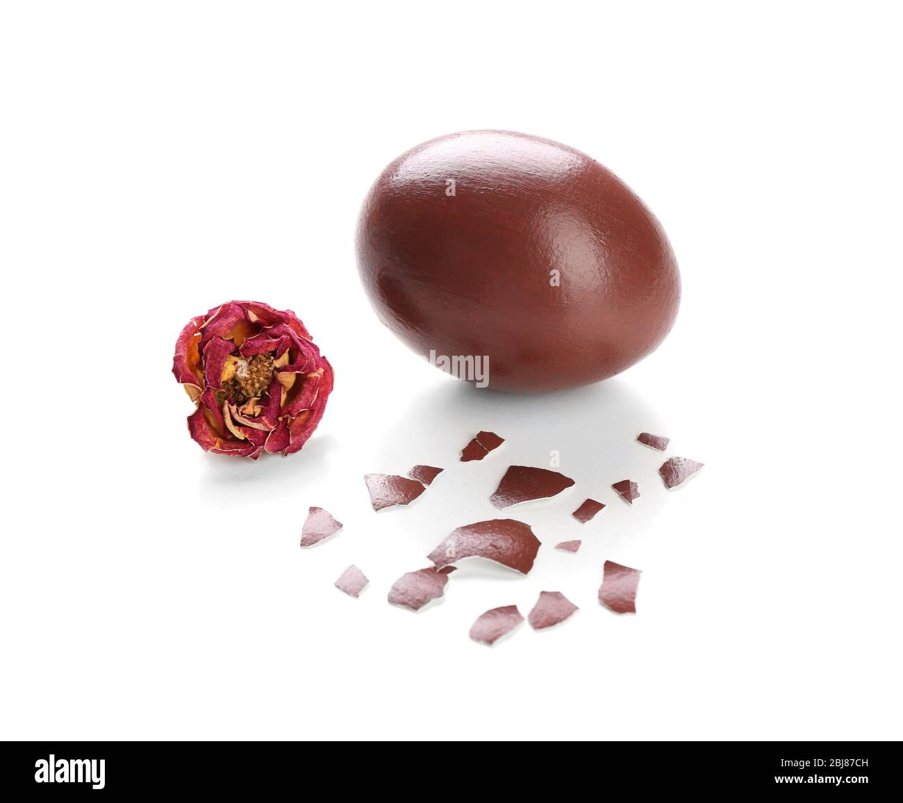 Brown Easter egg isolated on white background Stock Photo