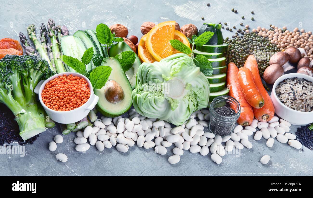 Plant based diet ingredients. Healthy food high in vitamins