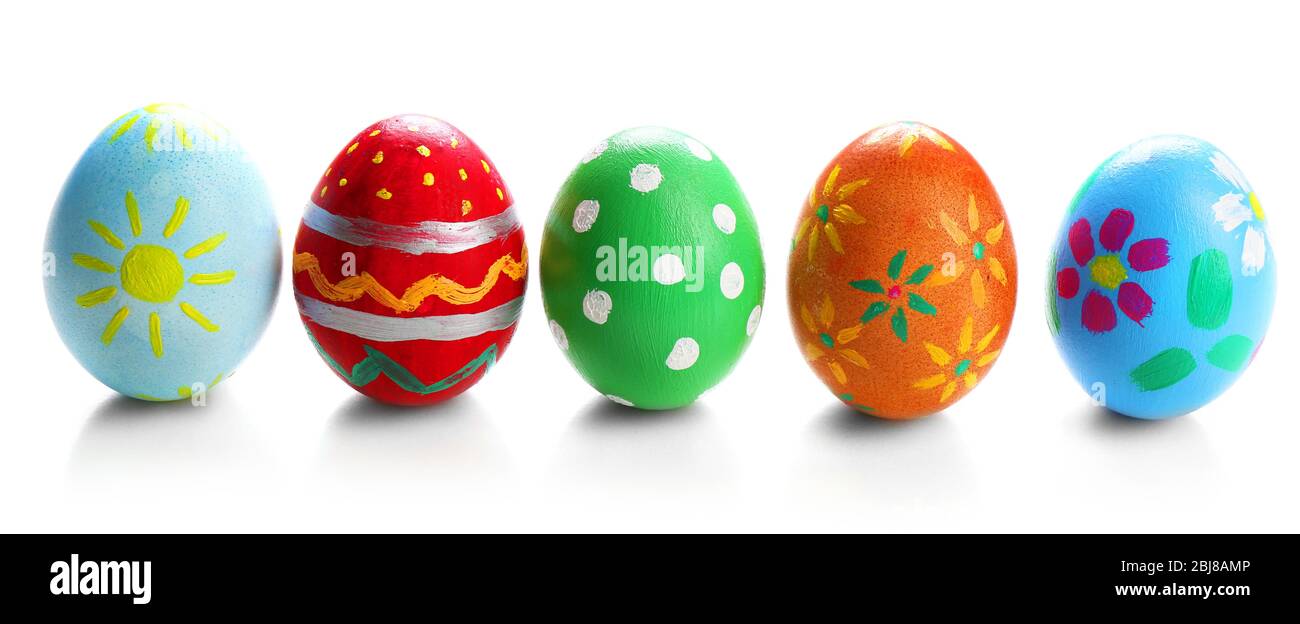 Painted Easter eggs isolated on white Stock Photo - Alamy