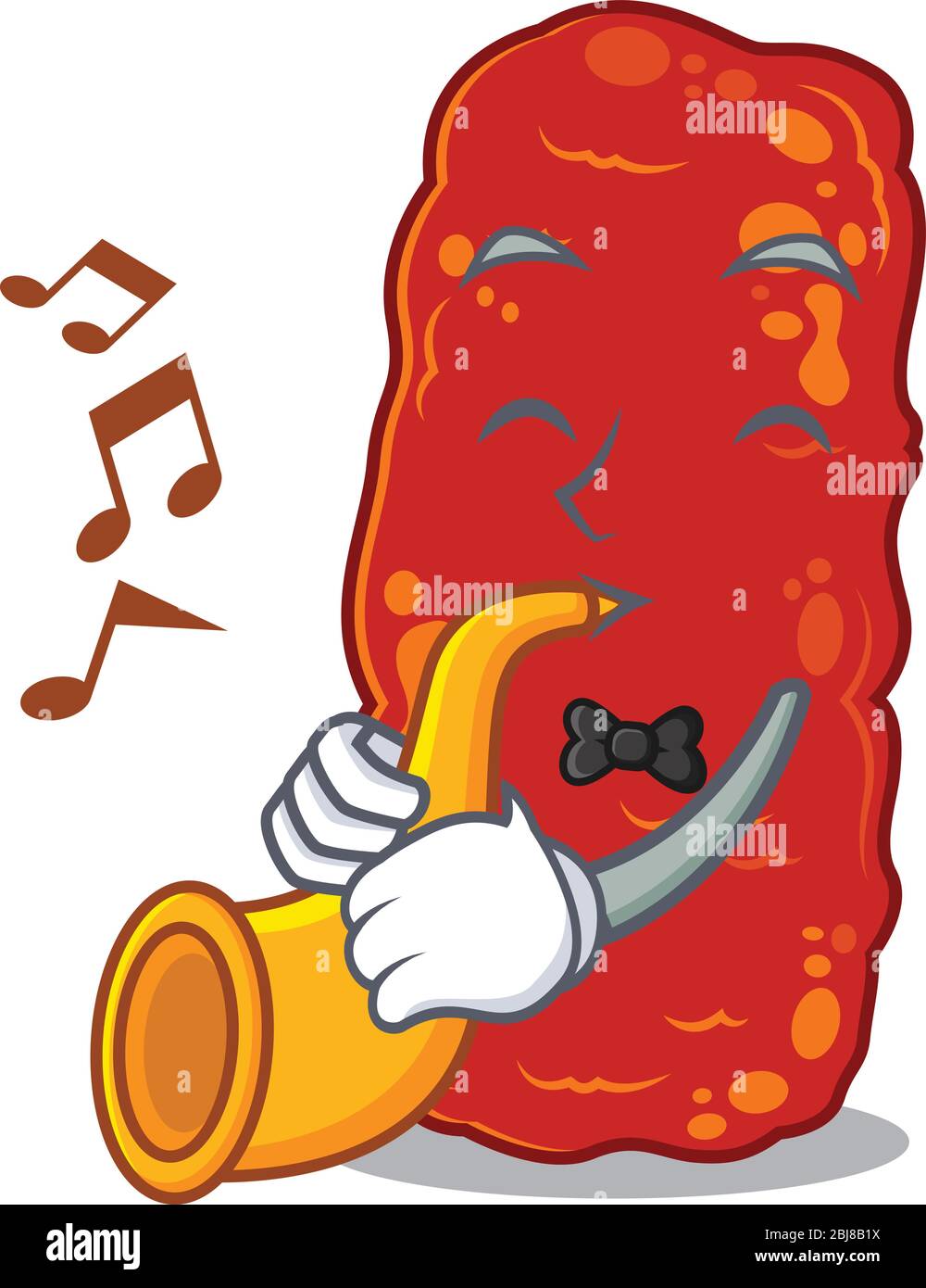 Talented musician of acinetobacter bacteria cartoon design playing a trumpet Stock Vector