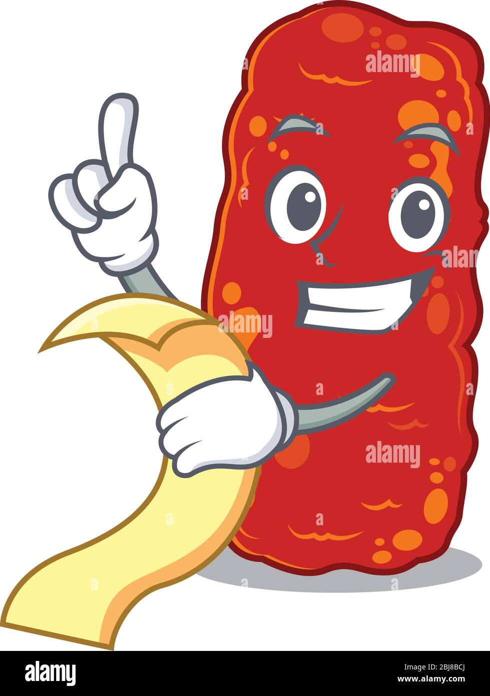 Acinetobacter bacteria mascot character design with a menu on his hand Stock Vector