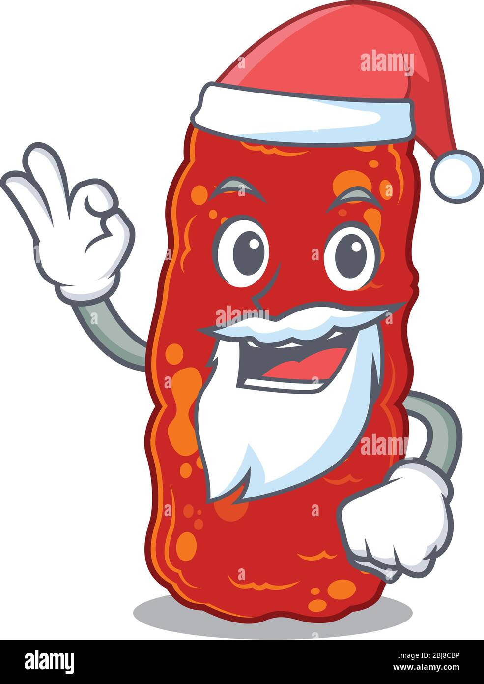 Acinetobacter bacteria Santa cartoon character with cute ok finger Stock Vector