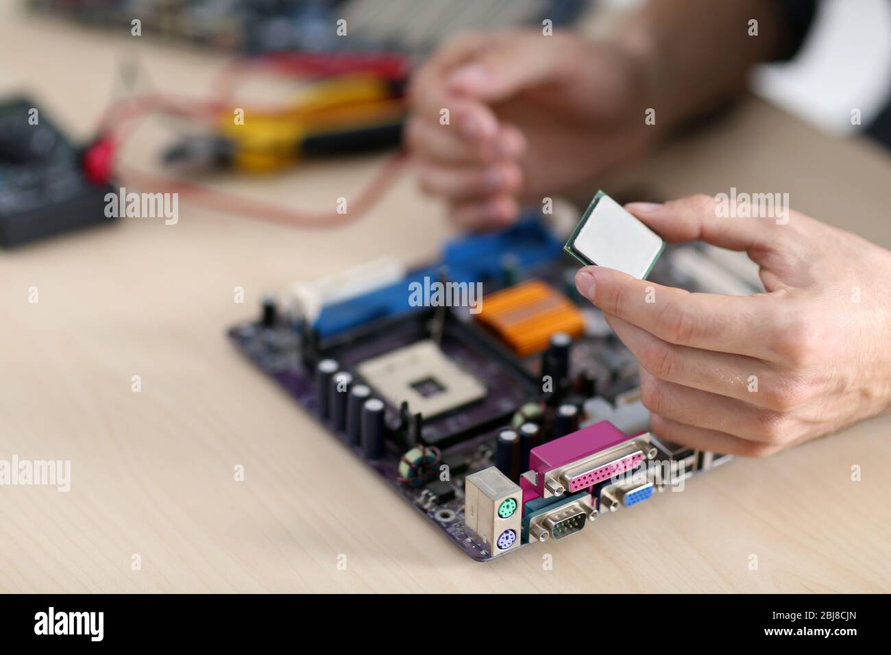 Professional engineer repair computer details Stock Photo
