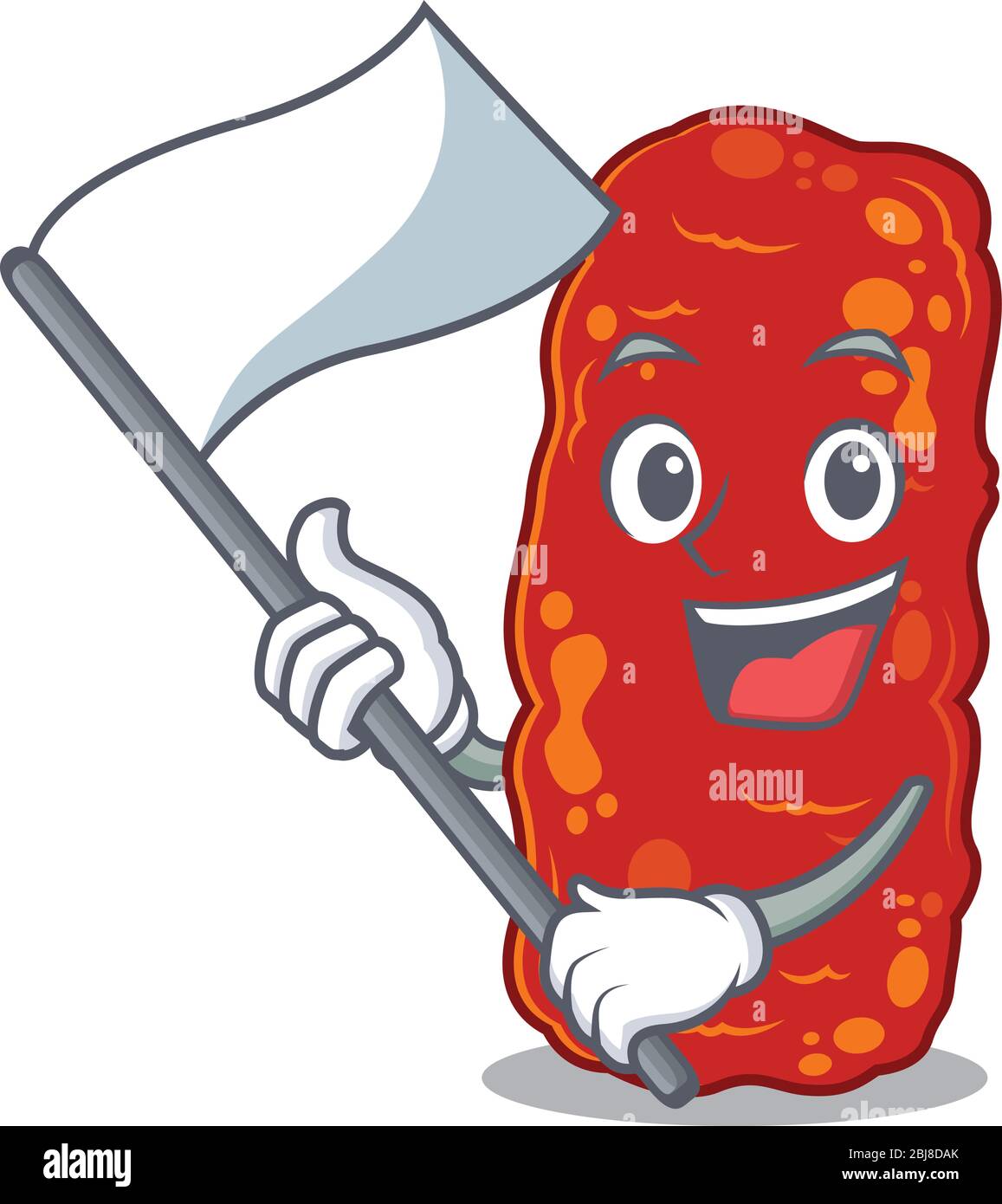 A nationalistic acinetobacter bacteria mascot character design with flag Stock Vector