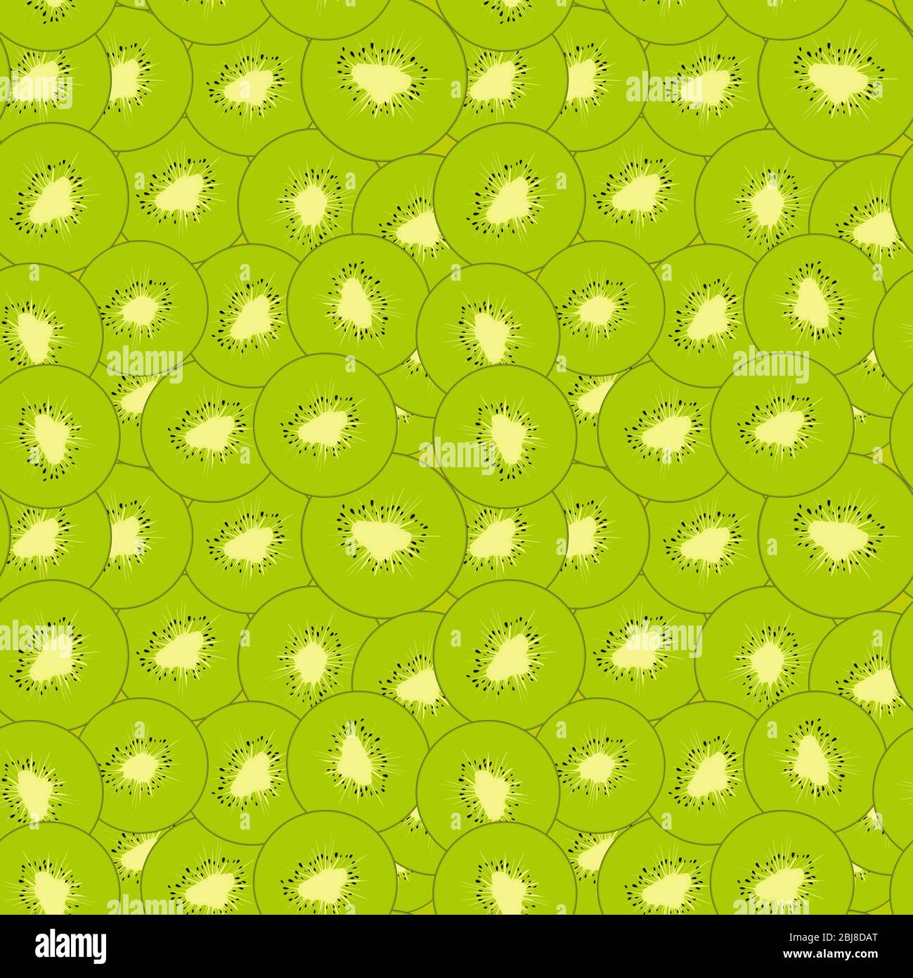 green kiwi seamless pattern, slices of fruit Stock Vector
