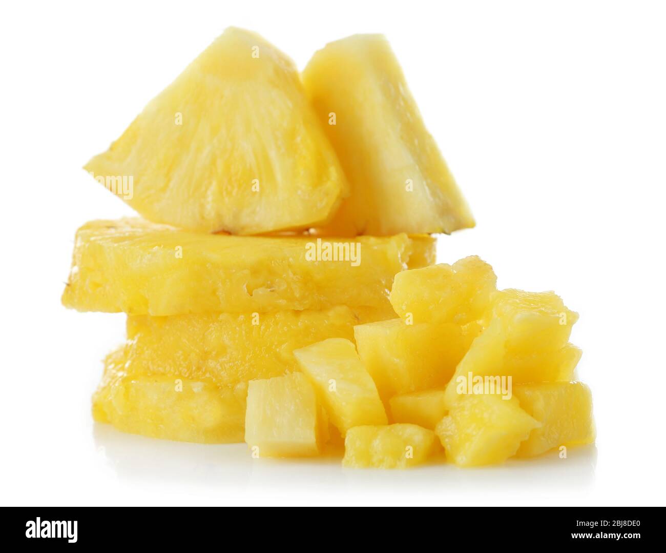 Sliced fresh pineapple isolated on white Stock Photo