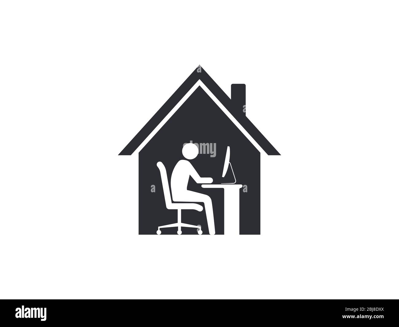 Work at home icon. Vector illustration, flat design. Stock Vector