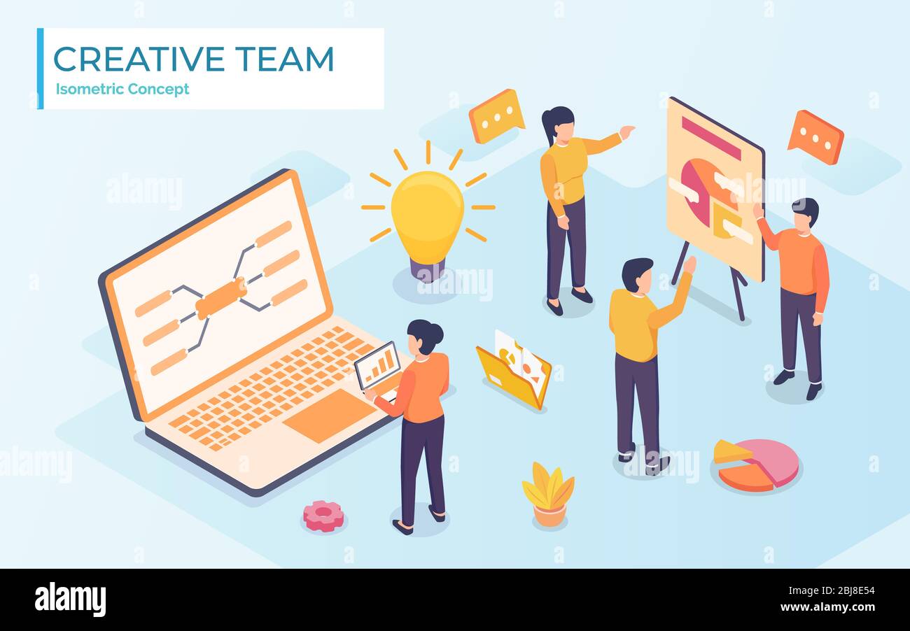 Flat style idea brainstorming creative team concept web info graphics ...
