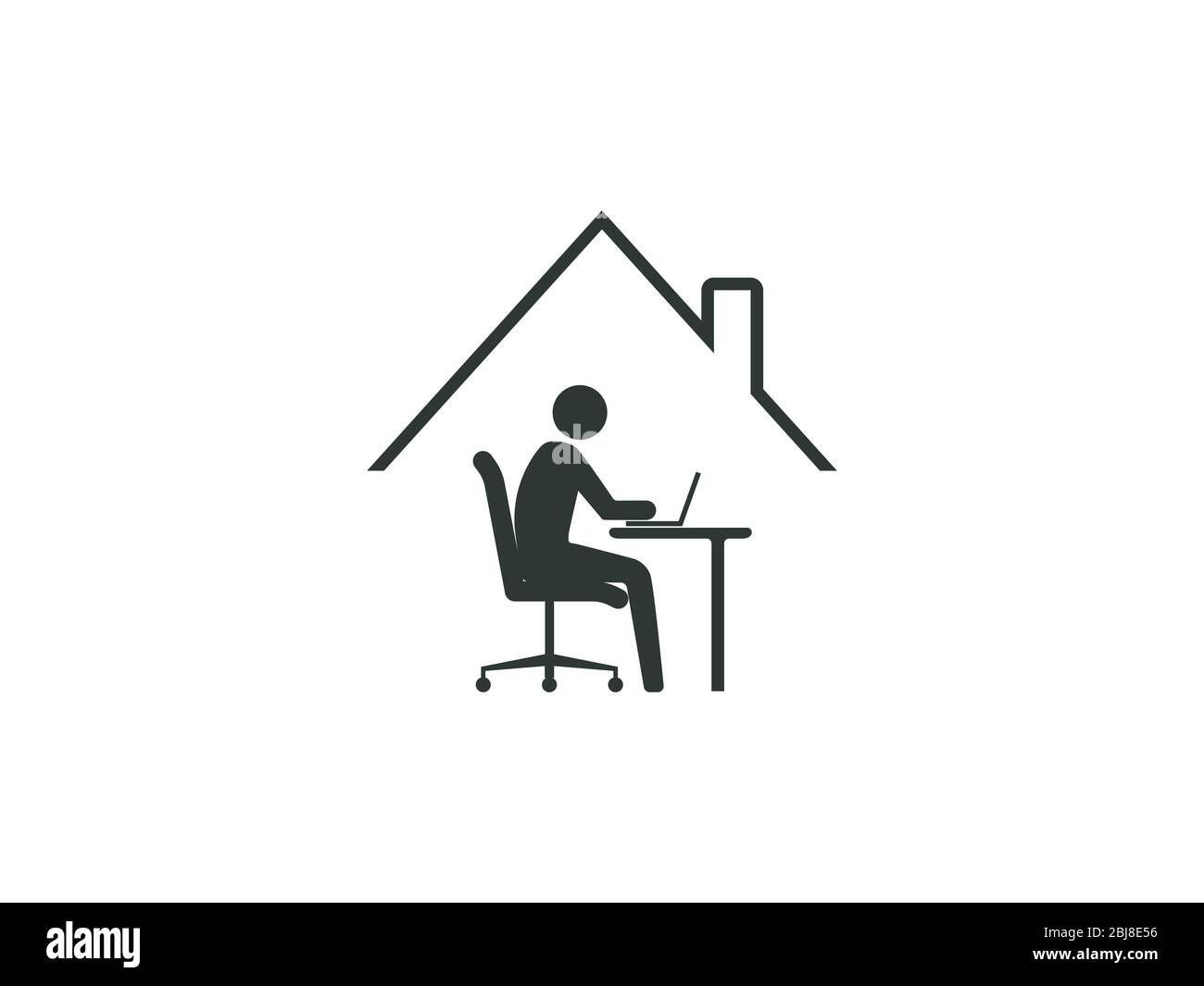 Work at home icon. Vector illustration, flat design. Stock Vector
