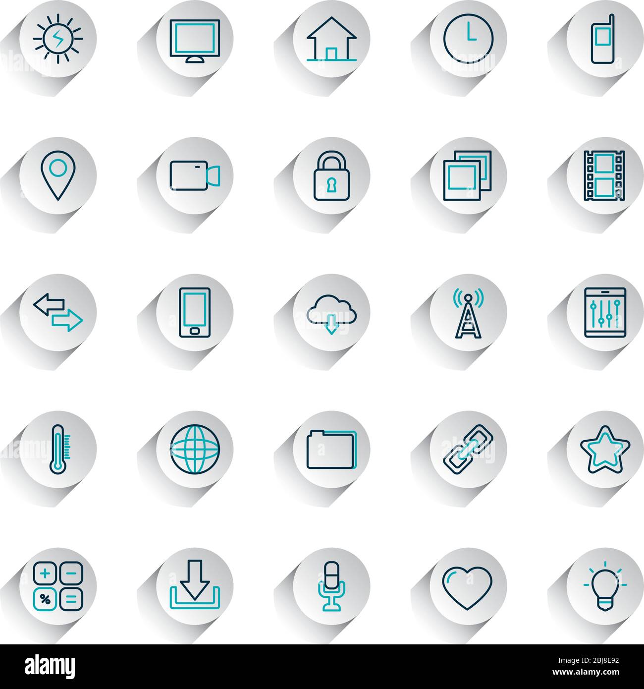 location pin and smartphone app buttons icon set over white background ...