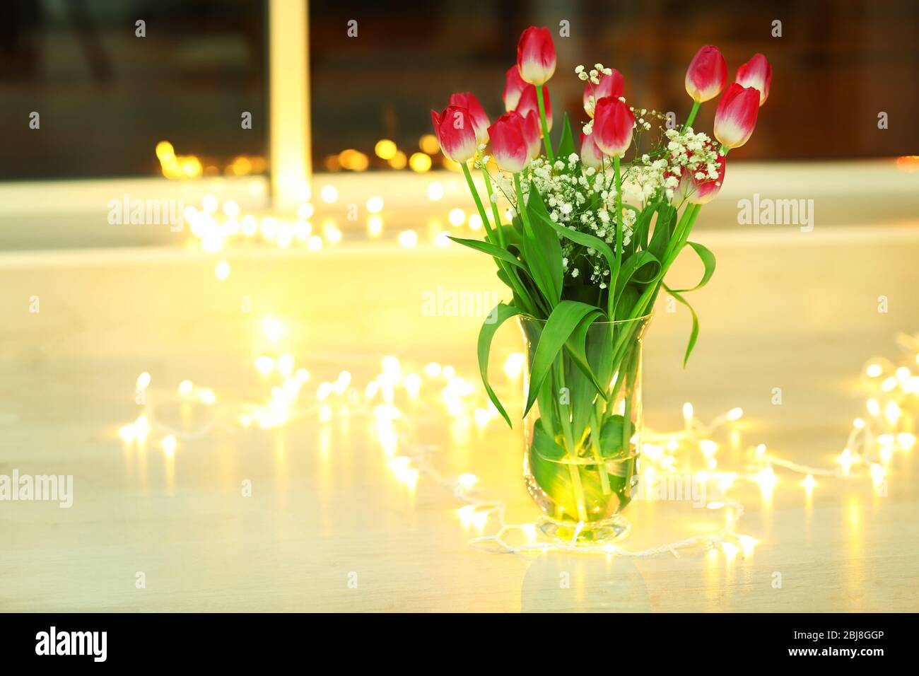 Fresh tulips on the floor Stock Photo