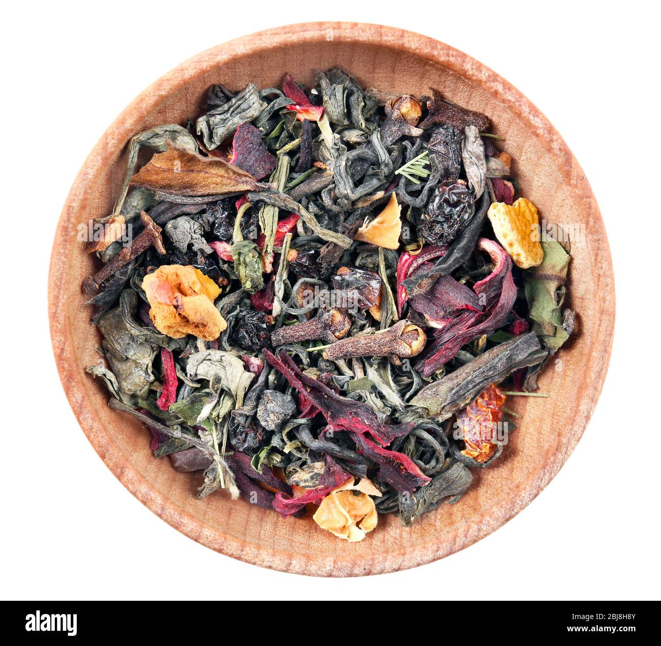 Dry tea in saucer isolated on white Stock Photo Alamy