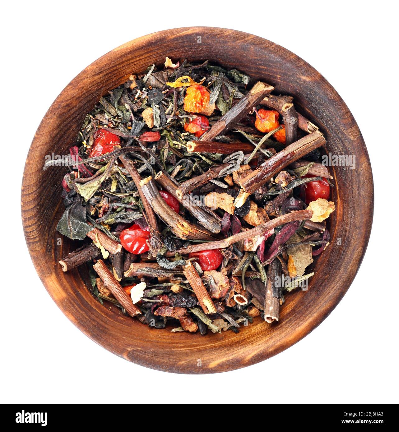 Dry tea in saucer isolated on white Stock Photo Alamy